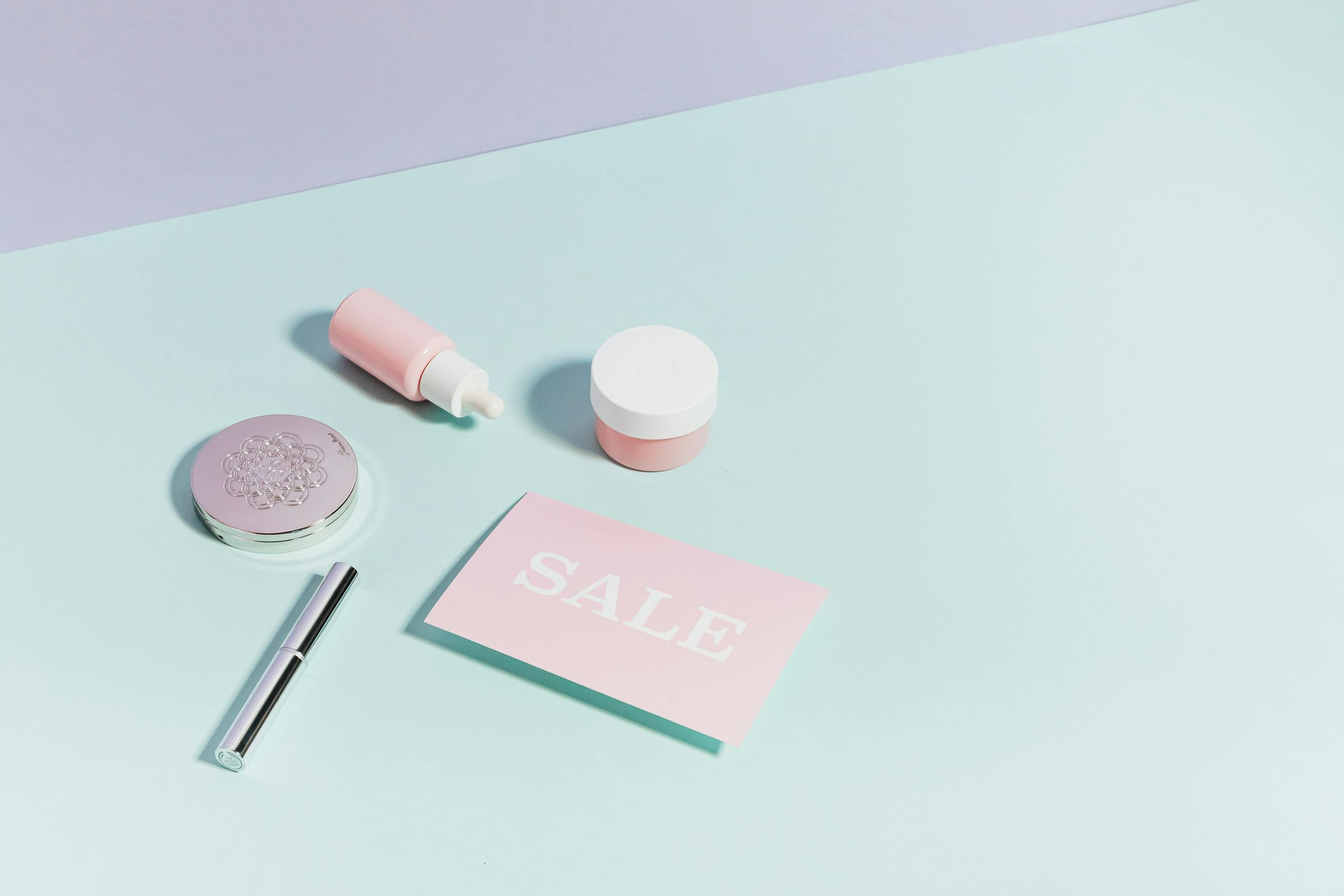 Beauty product flatlay on a published landing page